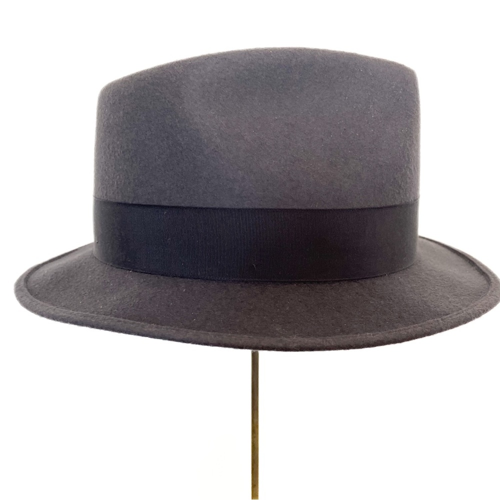Vintage Botany 500 slate gray 100% wool fedora hat feather accent USA men’s XL - Picture 4 of 12